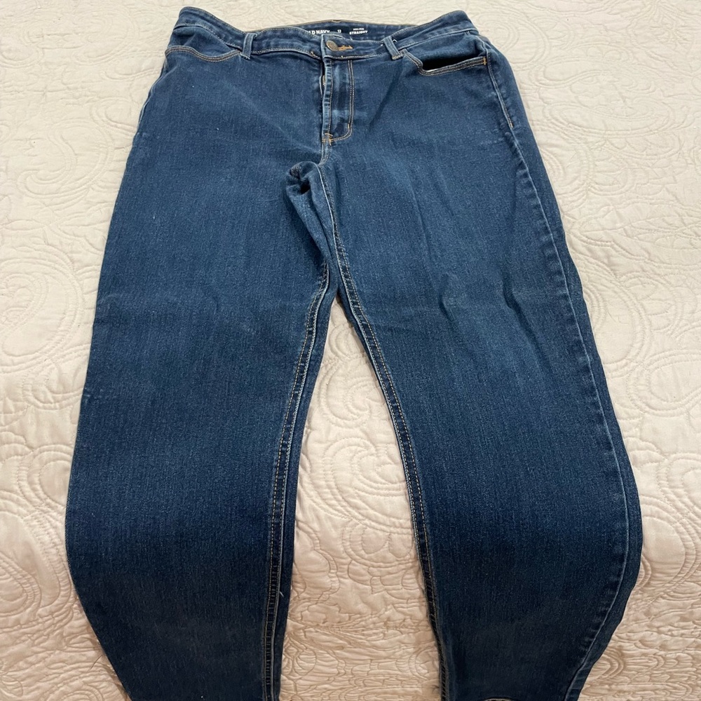 Old navy tall size 12 high rise straight jeans.